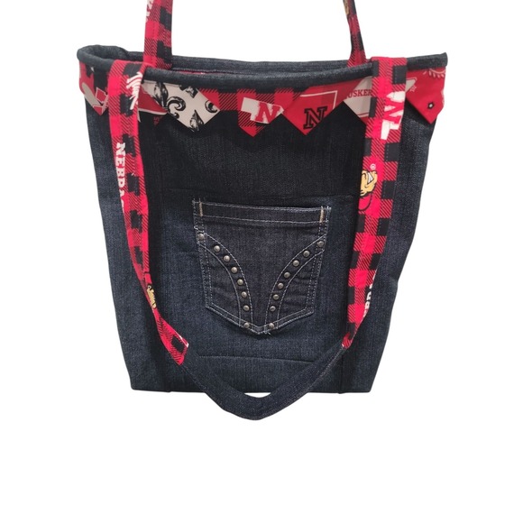 Nebraska Cornhuskers Denim Tote Bag Handmade  Go Big Red! - Picture 5 of 9